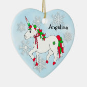 かわいいパーソナライズされたユニコーンの女の子の名前クリスマス セラミックオーナメント (右)