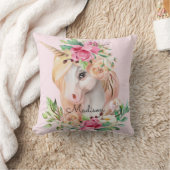 かわいいパーソナライズされたユニコーン クッション (ブランケット)