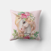 かわいいパーソナライズされたユニコーン クッション (裏面)