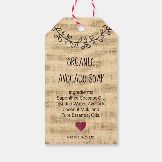 かわいいパーソナライズされたラブファブリックフェイク手作り ギフトタグ (裏面)