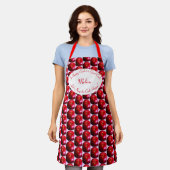 かわいいパーソナライズされたリンゴ エプロン (着用した状態)