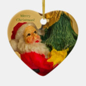 かわいいパーソナライズされたヴィンテージサンタのクリスマスオーナメント セラミックオーナメント (正面)