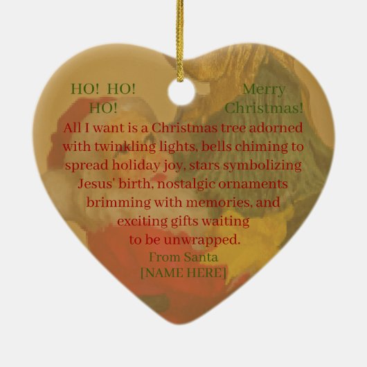かわいいパーソナライズされたヴィンテージサンタのクリスマスオーナメント セラミックオーナメント (裏面)