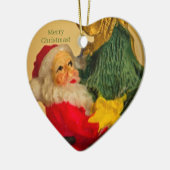 かわいいパーソナライズされたヴィンテージサンタのクリスマスオーナメント セラミックオーナメント (左)