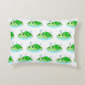 かわいいパーソナライズされた亀の漫画の名前 アクセントクッション (裏面)