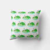 かわいいパーソナライズされた亀の漫画の名前 クッション (裏面)