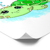 かわいいパーソナライズされた亀の絵 ポスター (角)