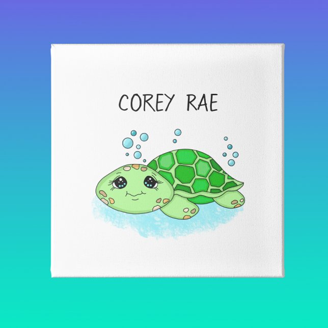 かわいいパーソナライズされた亀の芸術 メタルプリント (クリエイターアップロード済み)