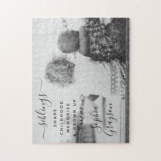 かわいいパーソナライズされた兄弟姉妹フォト引用文 ジグソーパズル (縦)