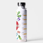 かわいいパーソナライズされた先生新学期リンゴ ウォーターボトル (左面)