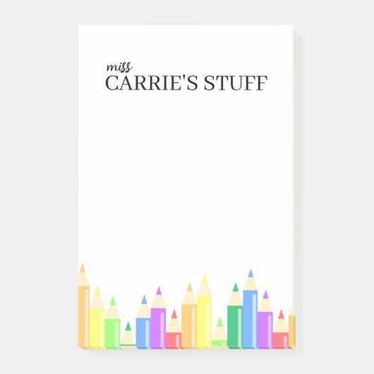 かわいいパーソナライズされた先生 ポストイット (正面)