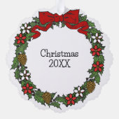 かわいいパーソナライズされた写真クリスマスリース オーナメントカード (裏面)