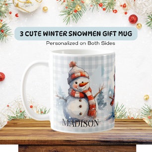 かわいいパーソナライズされた冬の雪だるまクリスマス コーヒーマグカップ