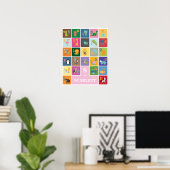 かわいいパーソナライズされた動物アルファベットキッズルー遊ム ポスター (ホームオフィス)