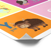 かわいいパーソナライズされた動物アルファベットキッズルー遊ム ポスター (角)