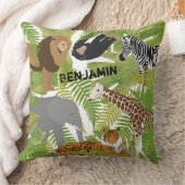 かわいいパーソナライズされた動物サファリボーイ |少女 クッション (ブランケット)