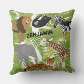 かわいいパーソナライズされた動物サファリボーイ |少女 クッション (裏面)