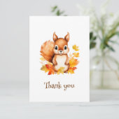 かわいいパーソナライズされた動物リス紅葉 サンキューカード (スタンド正面)