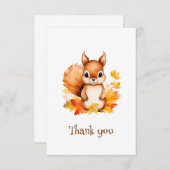 かわいいパーソナライズされた動物リス紅葉 サンキューカード (正面/裏面)