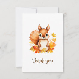 かわいいパーソナライズされた動物リス紅葉 サンキューカード