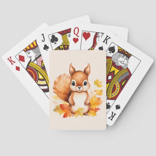 かわいいパーソナライズされた動物リス紅葉 トランプ (裏面)