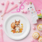 かわいいパーソナライズされた動物リス紅葉 ペーパープレート (パーティー)