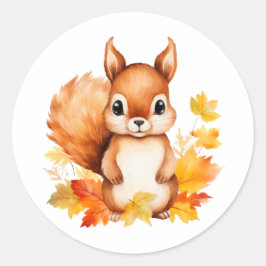 かわいいパーソナライズされた動物リス紅葉 ラウンドシール