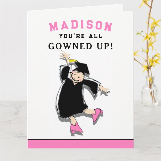 かわいいパーソナライズされた卒業カード カード (黄色い花)