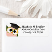 かわいいパーソナライズされた卒業式フクロウ – ピンク ラベル (インサイチュ)