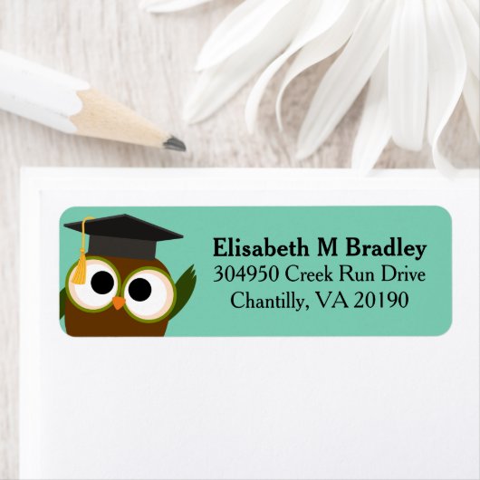 かわいいパーソナライズされた卒業式フクロウ ラベル (インサイチュ)