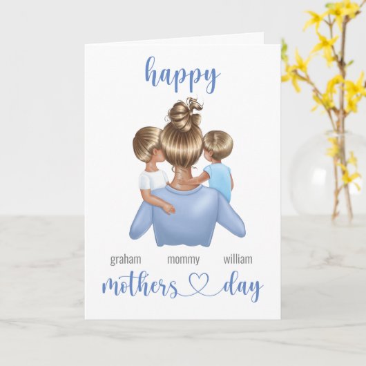 かわいいパーソナライズされた名前をカスタムするハッピーマザーズ カード (黄色い花)