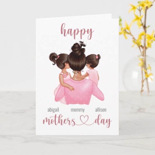 かわいいパーソナライズされた名前をカスタムするハッピーマザーズ カード (黄色い花)