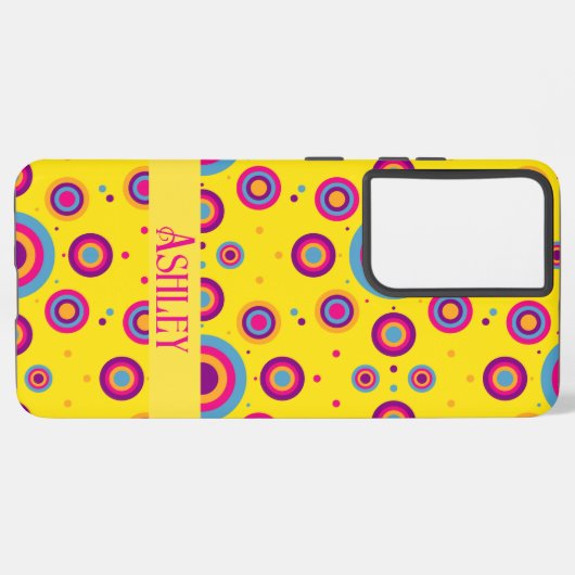 かわいいパーソナライズされた名前イエロー抽象芸術 SAMSUNG GALAXYケース (左側面)