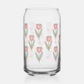 かわいいパーソナライズされた名前&ピンクチューリップ花柄 ガラス缶 (左)