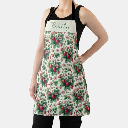 かわいいパーソナライズされた夏のイチゴ エプロン (インサイチュ)