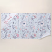 かわいいパーソナライズされた夏期おもしろい ビーチタオル (正面)