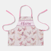 かわいいパーソナライズされた女の子ピンクバタフライエプロン エプロン (正面)