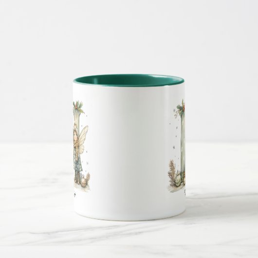 かわいいパーソナライズされた妖精のクリスマスプレゼント マグカップ (中央)