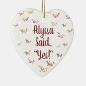 かわいいパーソナライズされた婚約オーナメント セラミックオーナメント (右)