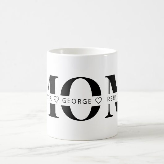 かわいいパーソナライズされた子の名前ママ コーヒーマグカップ (中央)