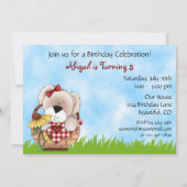 かわいいパーソナライズされた子犬ピクニックガールズ誕生日 招待状 (裏面)