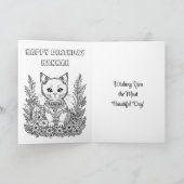 かわいいパーソナライズされた子猫の花誕生日 カード (内部)