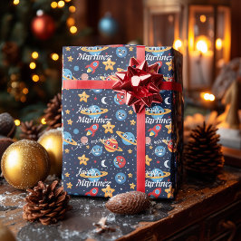 かわいいパーソナライズされた宇宙アドベンチャーギフトラップ ラッピングペーパー