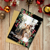 かわいいパーソナライズされた家族の写真と名前のクリスマス シーズンカード