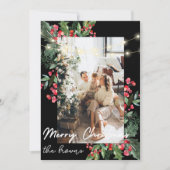 かわいいパーソナライズされた家族の写真と名前のクリスマス シーズンカード (正面)