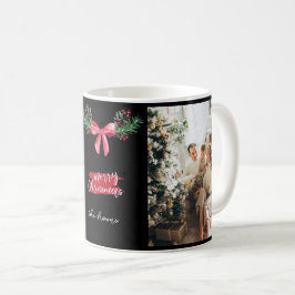 かわいいパーソナライズされた家族の写真ガーランドクリスマス コーヒーマグカップ