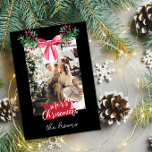 かわいいパーソナライズされた家族の写真ガーランドクリスマス シーズンカード