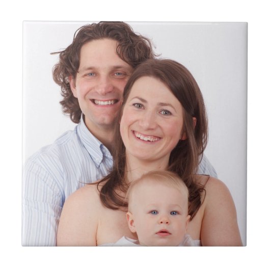 かわいいパーソナライズされた家族の写真 タイル (正面)