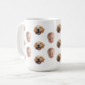 かわいいパーソナライズされた家族顔2枚の写真マグカップ コーヒーマグカップ (正面左)