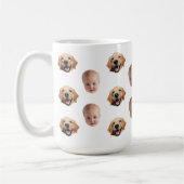 かわいいパーソナライズされた家族顔2枚の写真マグカップ コーヒーマグカップ (左)